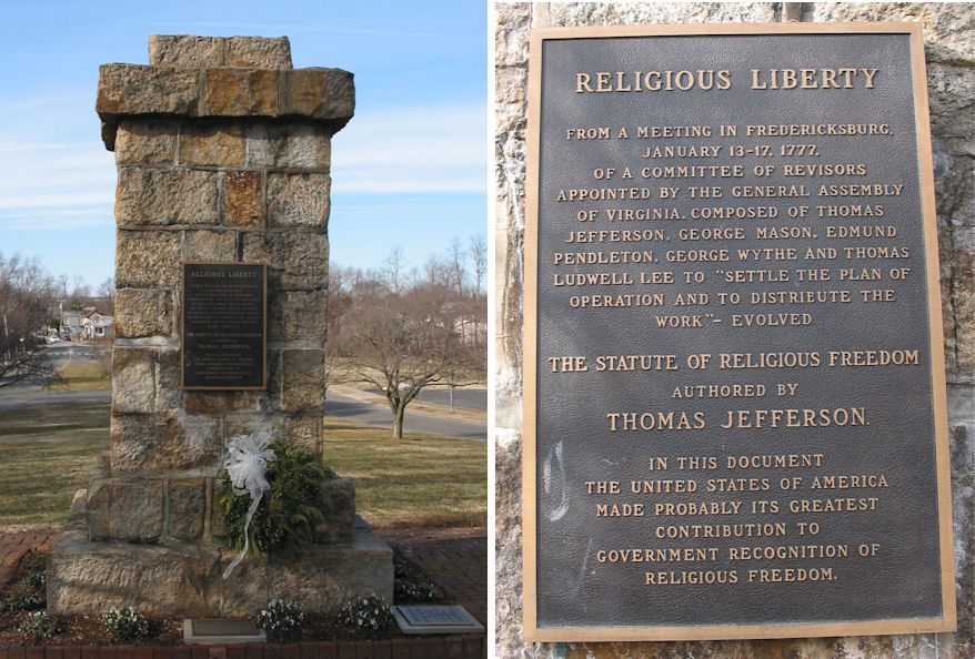 Photo of the Religious Freedom Monument, Fredericksburg, VA